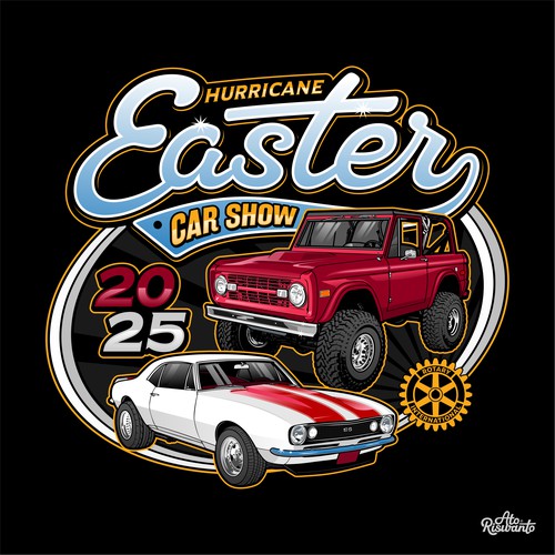 Automotive logo with the title 'Hurricane Easter Car Show 2025'