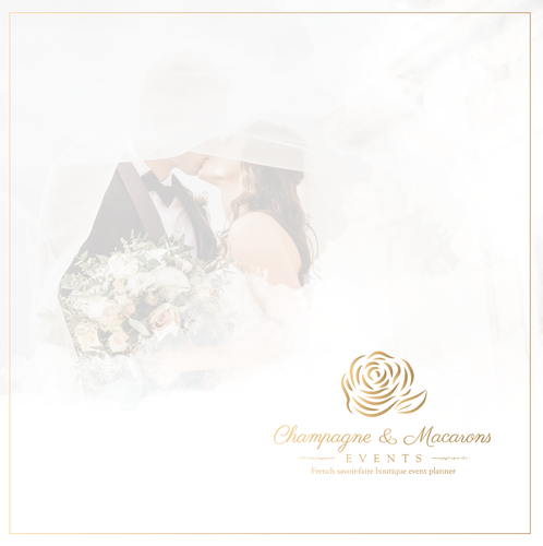 Rose brand with the title 'Luxurious Logo for Champagne & Macarons Events.'