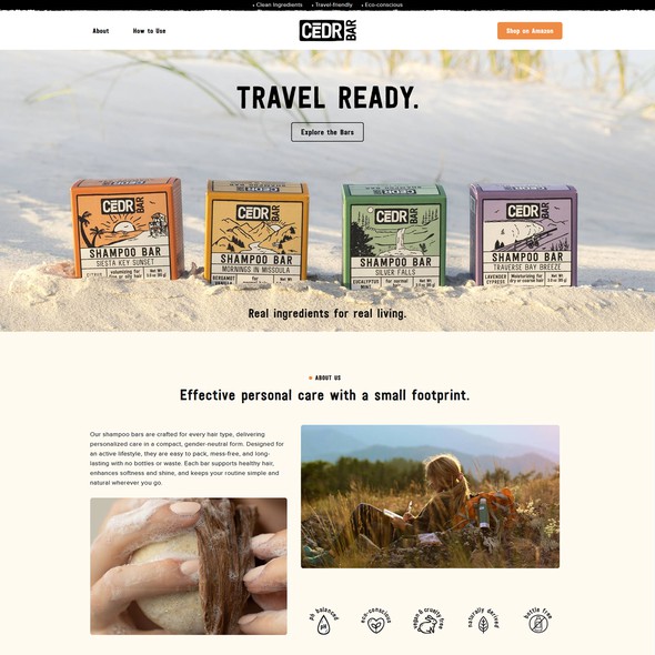 Wellness website with the title 'CEDR Bar | Natural Shampoo Bar Shopify Landing Page'