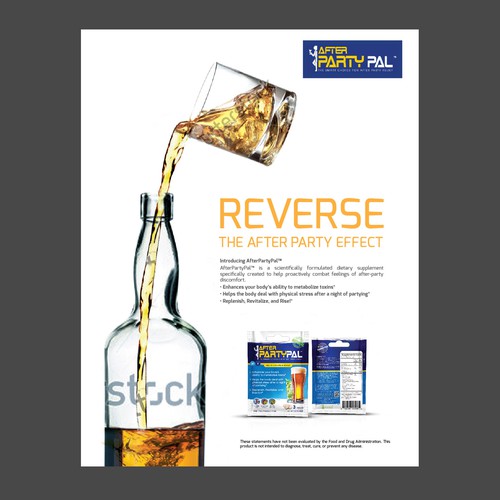 Whiskey design with the title 'Poster for AfterPartyPal (natural dietary supplement)'