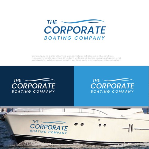 Boat design with the title 'The Corporate Boating Company'