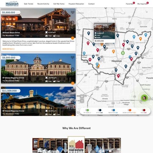 Redesigned website with the title 'Page redesign for Houston Properties'