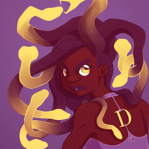 Women artwork with the title 'Monster Character Design for Flash Cards Representing an Imaginary Enemy'