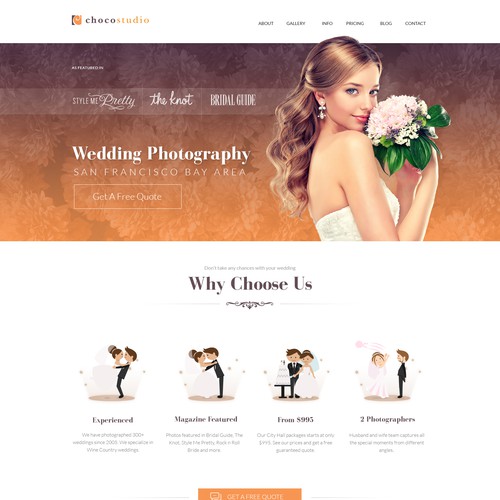 Feminine website with the title 'Design Entry For a Wedding Photography Service'
