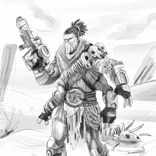 Procreate artwork with the title 'Caracter concept for novel'