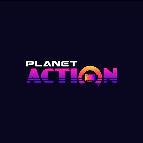 Synthwave design with the title ' Retro inspired logo for stunt and action based company'