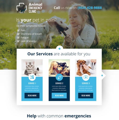Animal design with the title 'Landing Page for Vet'