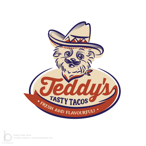 Teddy design with the title 'Logo Design for Teddy's Tasty Tacos'