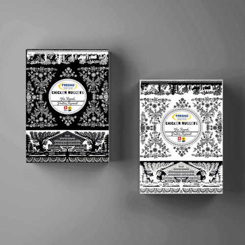 Business packaging with the title 'Swiss Inspired Chicken Nuggets Box'