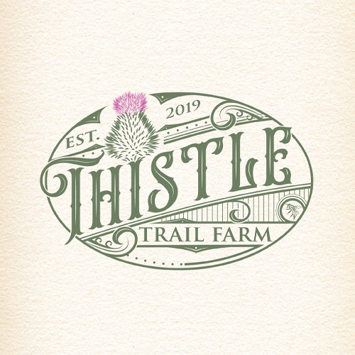 Farm design with the title 'Thistle Trail Farm'
