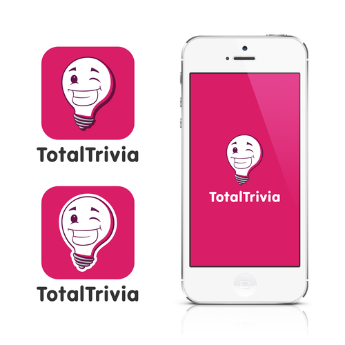 App logo with the title 'Fun and colourful logo for a mobile trivia game'