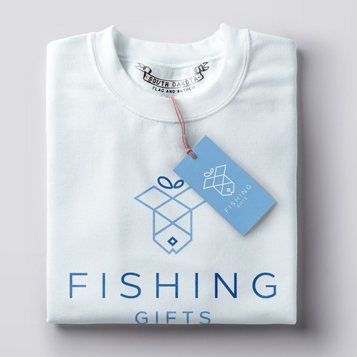 Fish logo with the title 'Clean and Clever Logo Design for Fishing Gifts'