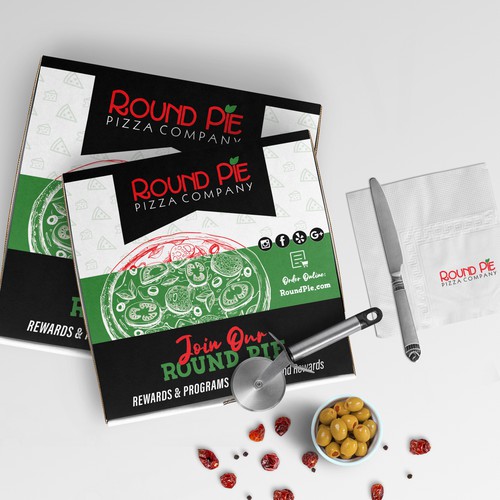 Mockup packaging with the title 'Pizza Box Redesign | Concept 4'