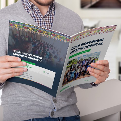 Document design with the title 'Africa Hospital Brochure From Spiritual Ministry | Afrika-Krankenhausbroschüre von Spiritual Ministry'