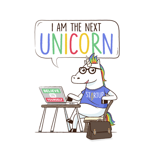 Unicorn design with the title 'Unicorn Entrepreneur Illustration'