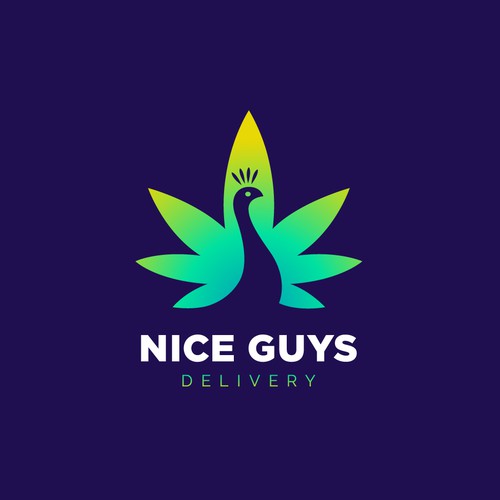 Peacock design with the title 'Creative logo for marijuana delivery.'