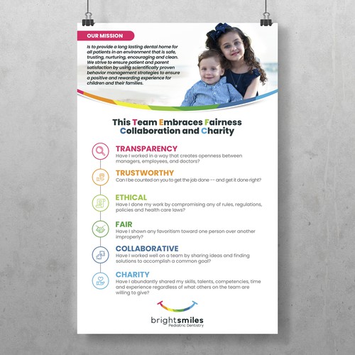 Vision design with the title 'BrightSmiles Pediatric Dentistry Poster'