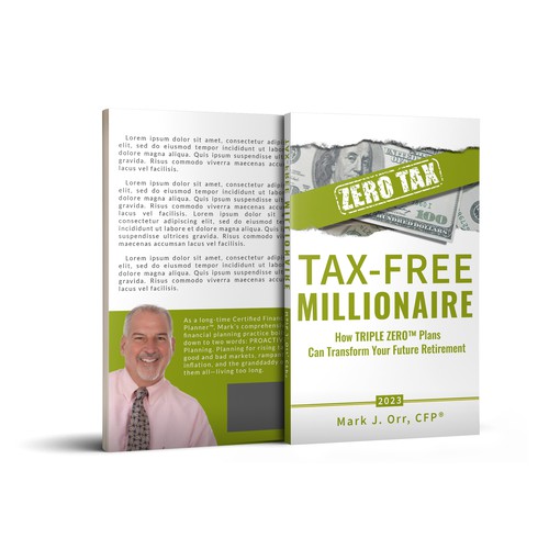 Retirement design with the title 'Tax-Free Millionaire - Business & Finance Book Cover'