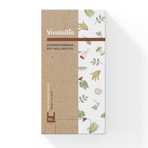 Eco-friendly packaging with the title 'Packaging design for VivalaBio'