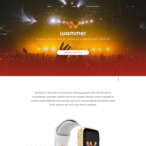 Service website with the title 'Wammer | A new music service.'