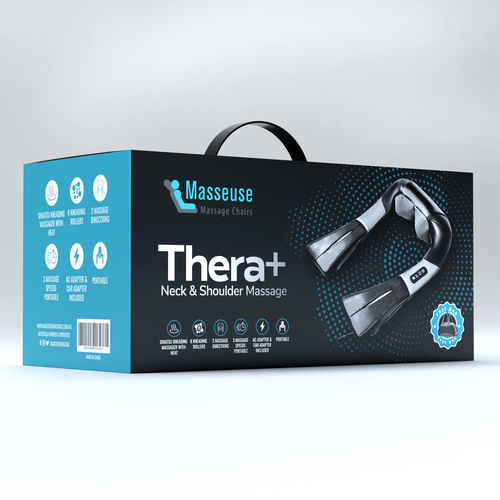 Massage design with the title 'Ultimate+ Neck & Shoulder Massager'