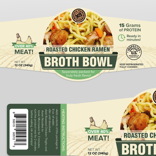 Meat packaging with the title 'Broth Bowl'