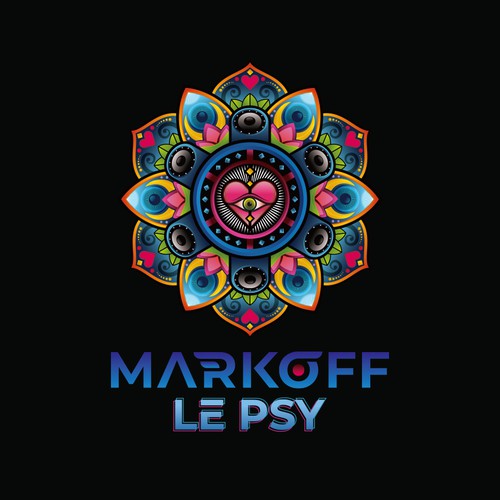 Mandala logo with the title 'Markoff Le PsY Logo concept for music entertainment'