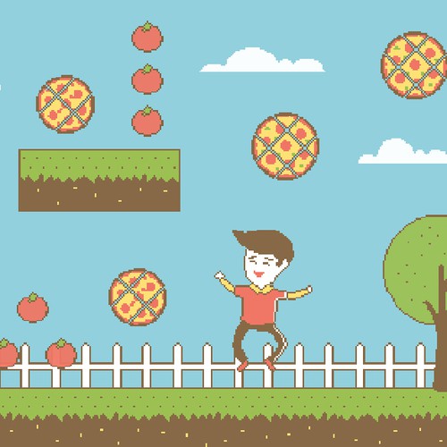 Pixel art design with the title 'Souvenir Cup Illustration for Pizza Company'