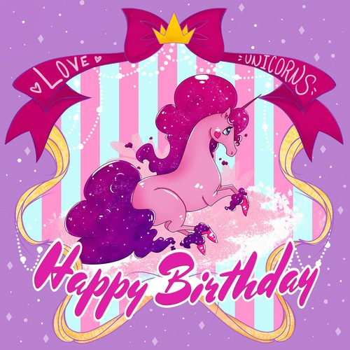 Sweet artwork with the title 'love unicorns'