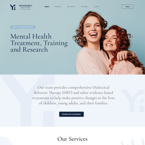 Training website with the title 'Youth and Family Institute (or YFI)'