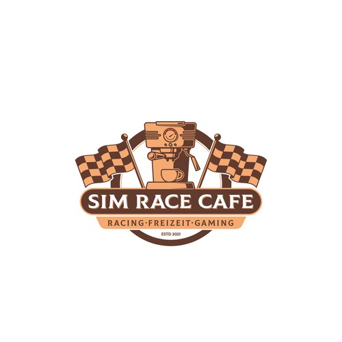 Driving logo with the title 'Sim Race Cafe'