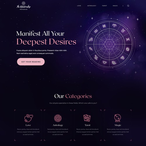 Astrology design with the title 'Website Redesign Needed for Spiritual Brand'