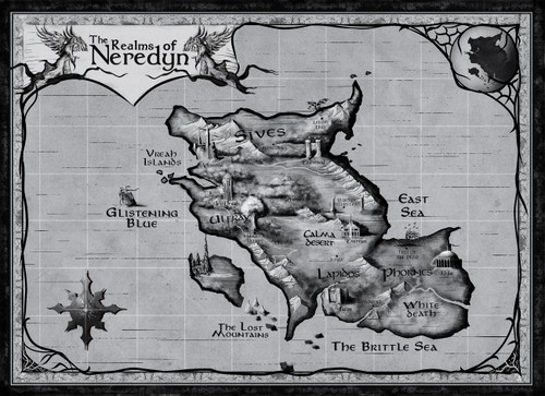 Map artwork with the title 'Fantasy map illustration'