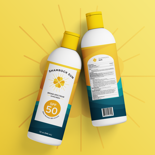 Background design with the title 'Label design for sunscreen'
