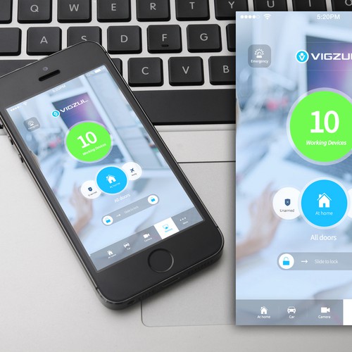 IOS 7 design with the title 'Make the world's leading security and home automation app!!!'
