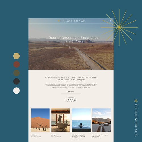 Traveling design with the title 'Travel Blog Website Design and Styling —The Elsewhere Club'
