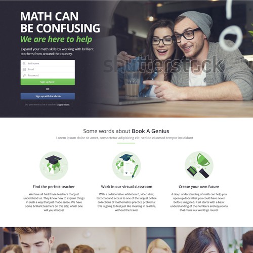 Education website with the title 'Home page design'