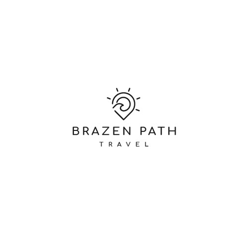 Location pin logo with the title 'Custom Logo Design for Brazen Path Travel'