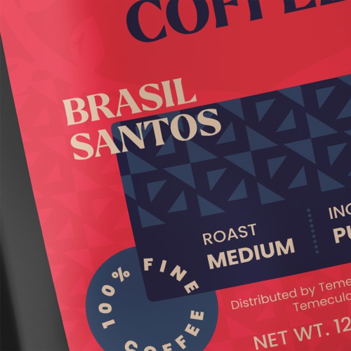 High-end label with the title 'Vibrant coffee brand label'