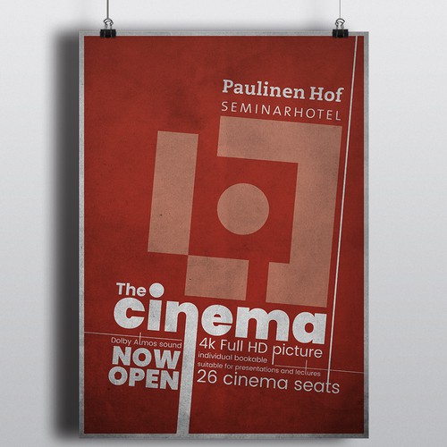 Minimal design with the title 'Poster Design for private cinema'