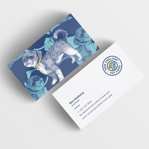 Intricate design with the title 'Cute Business card for New England Pet Food'