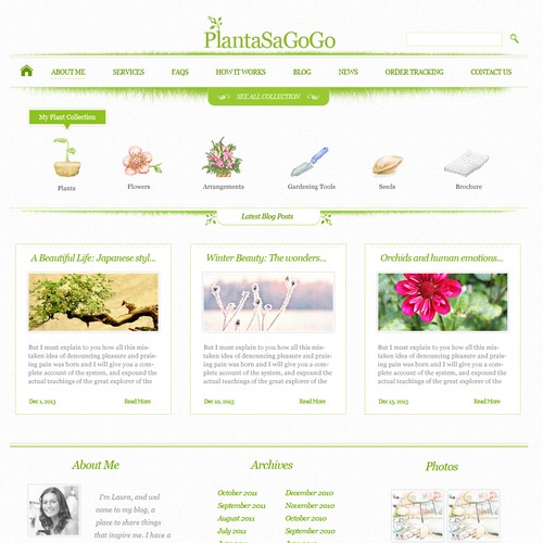 Hand-drawn website with the title 'Creative for a plant blog'