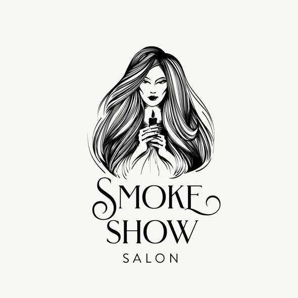 Witch logo with the title 'Hair salon illustration'