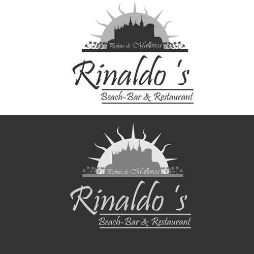 Beach bar design with the title 'Rinaldo's Beach-Bar & Restaurant at Palma de Mallorca 01'
