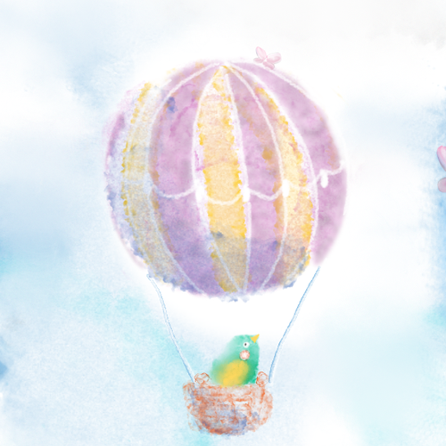 Hot air balloon design with the title 'Illustration for philanthropic organization'