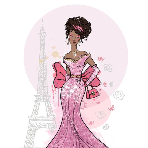 Fashion design artwork with the title 'Fashion Illustration'