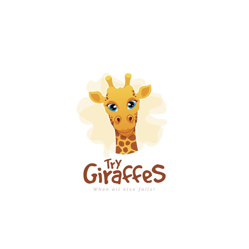 African animal logo with the title 'Try Giraffes Logo Design'