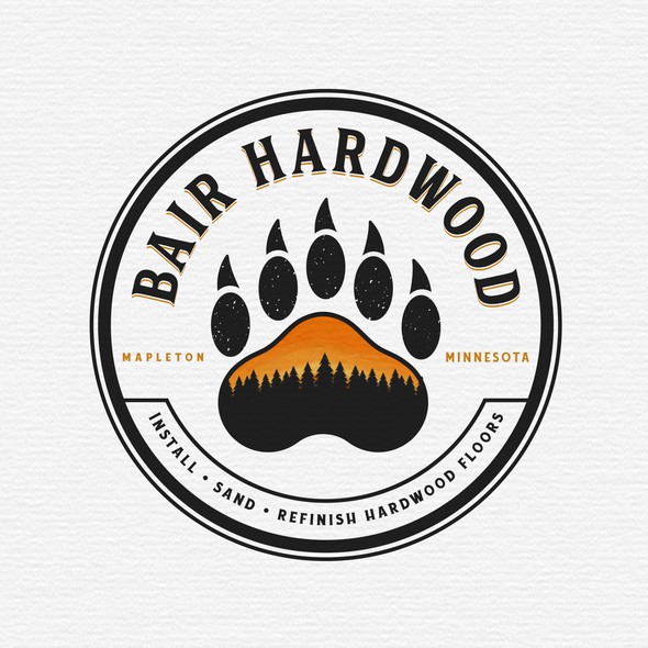 Bear paw logo with the title 'Bair Hardwood'