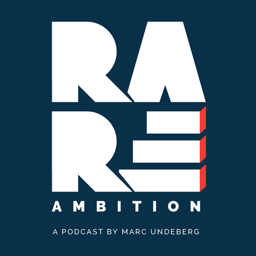 Interview design with the title 'Rare Ambition Podcast Cover'