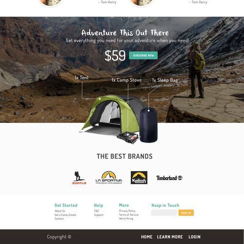 Site design with the title 'Camp Crate'